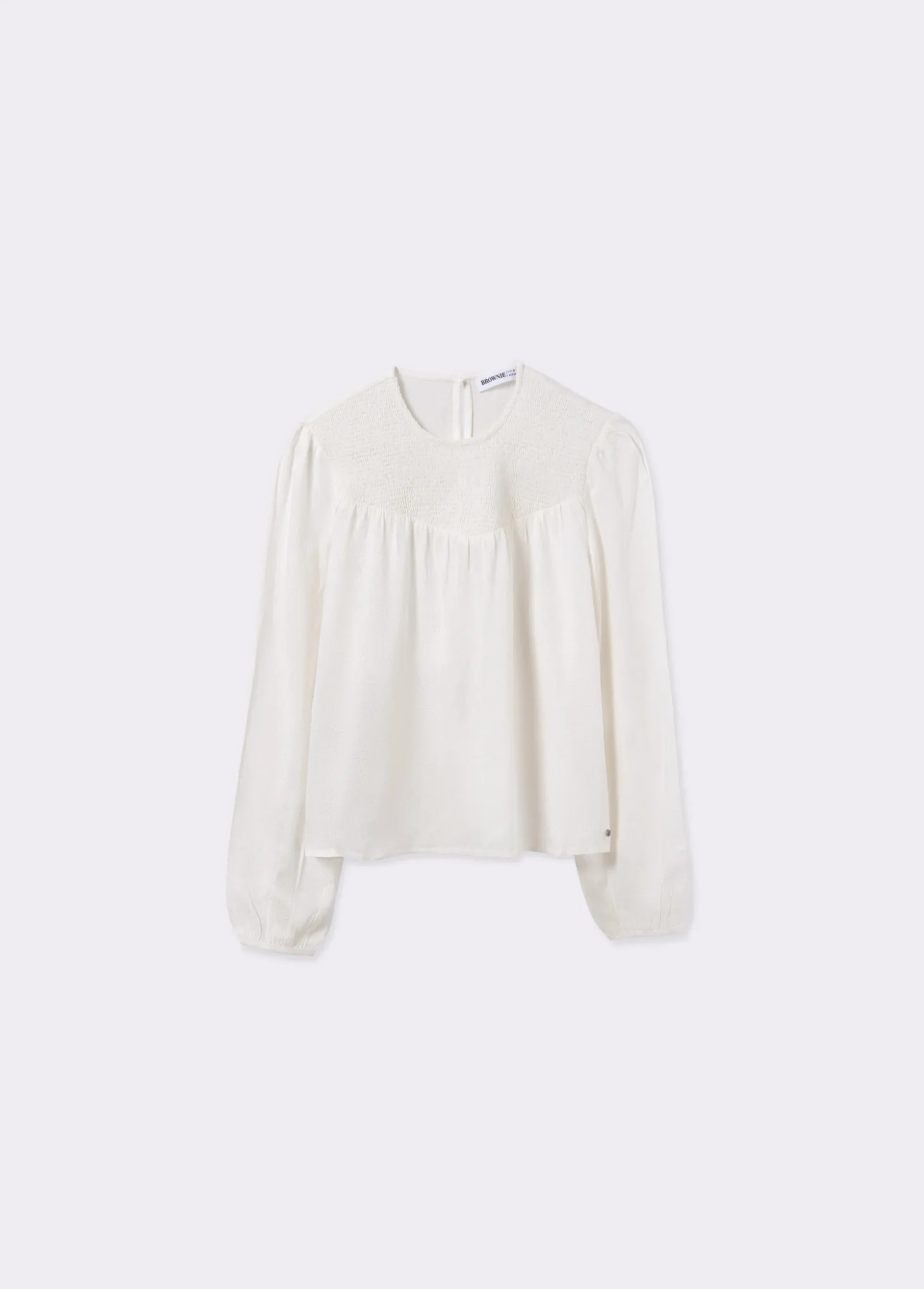 Blusa cuello redondo smock en pico
