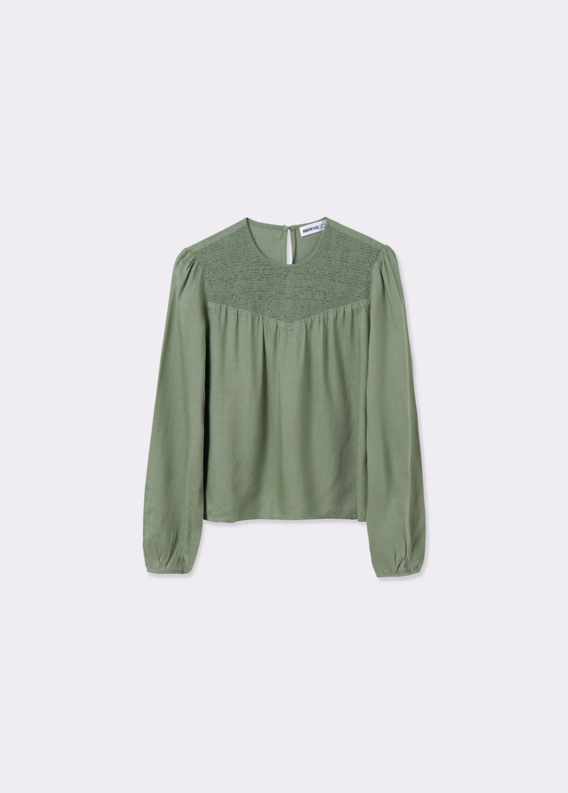 Blusa cuello redondo smock en pico