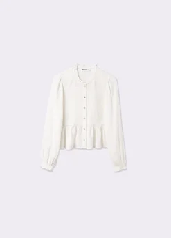 Blusa smock con botones plumeti