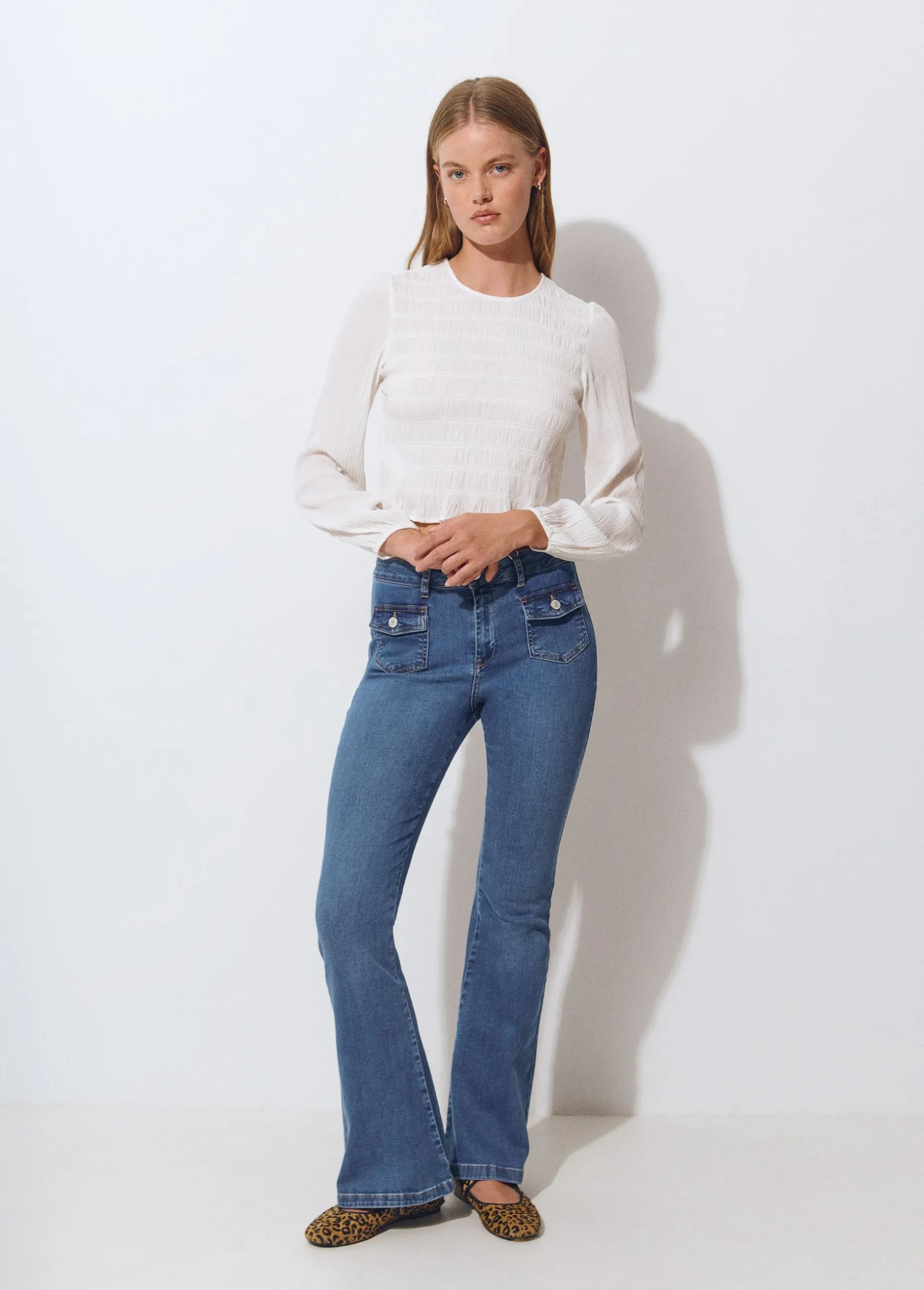 Blusa smock manga larga