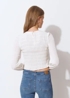 Blusa smock manga larga
