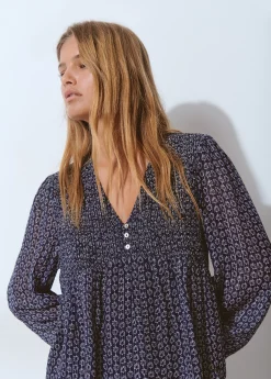 Blusa smock pecho bicolor