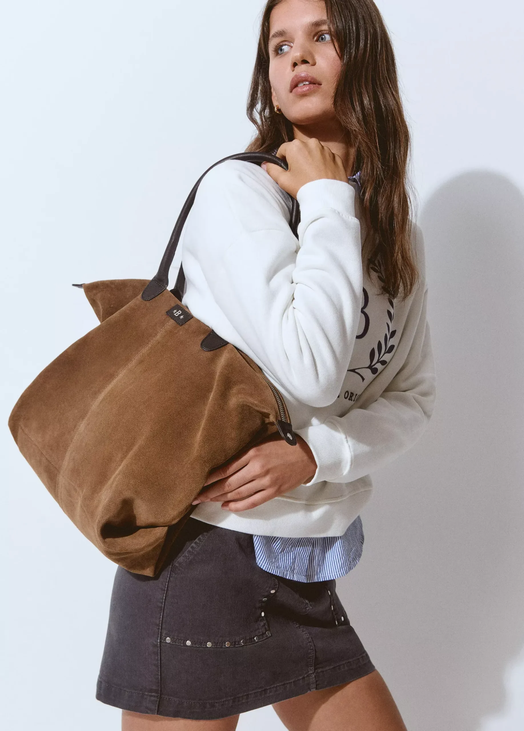 Bolso piel shopper cremallera