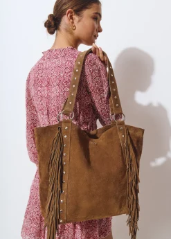 Bolso piel shopper flecos