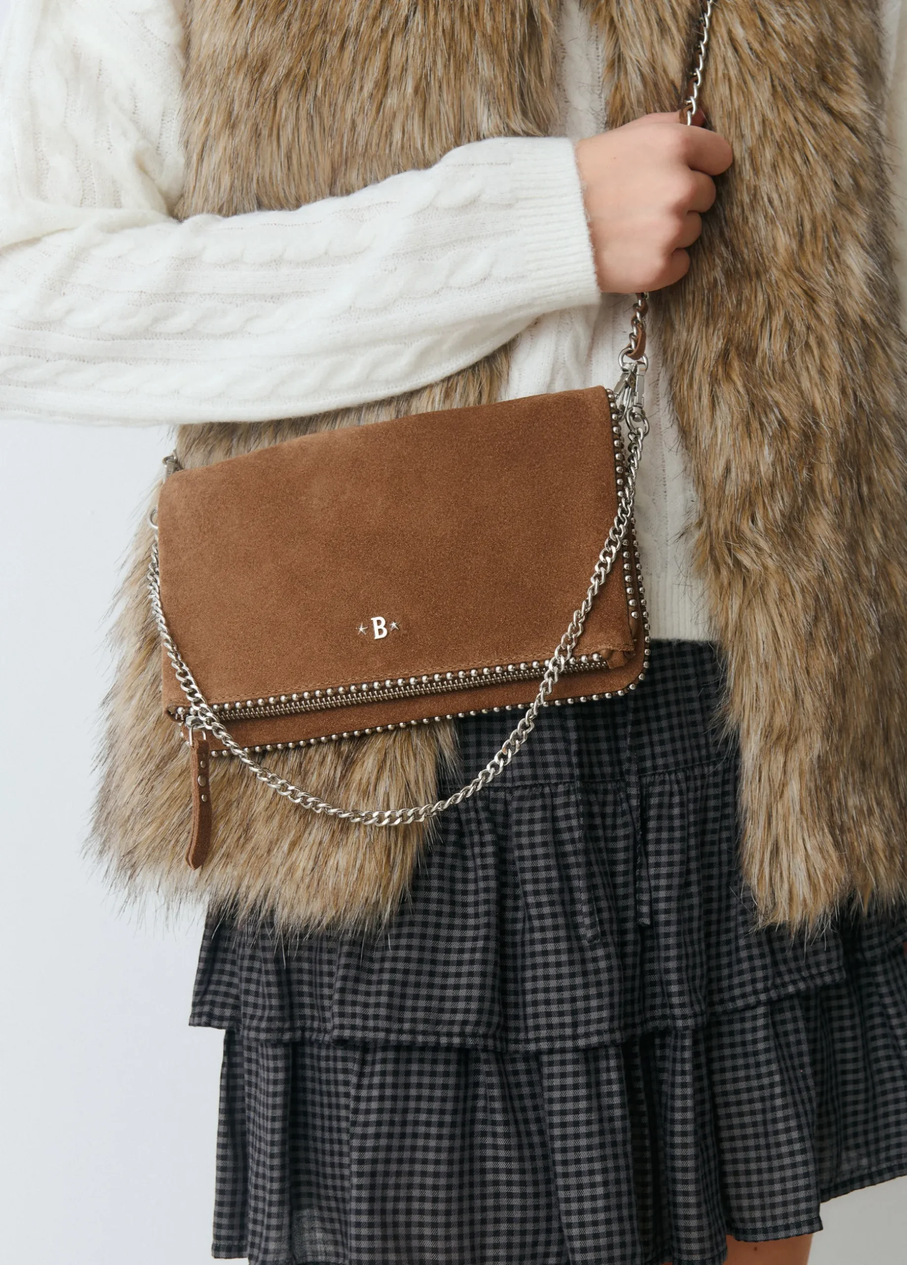 Bolso piel solapa bolitas