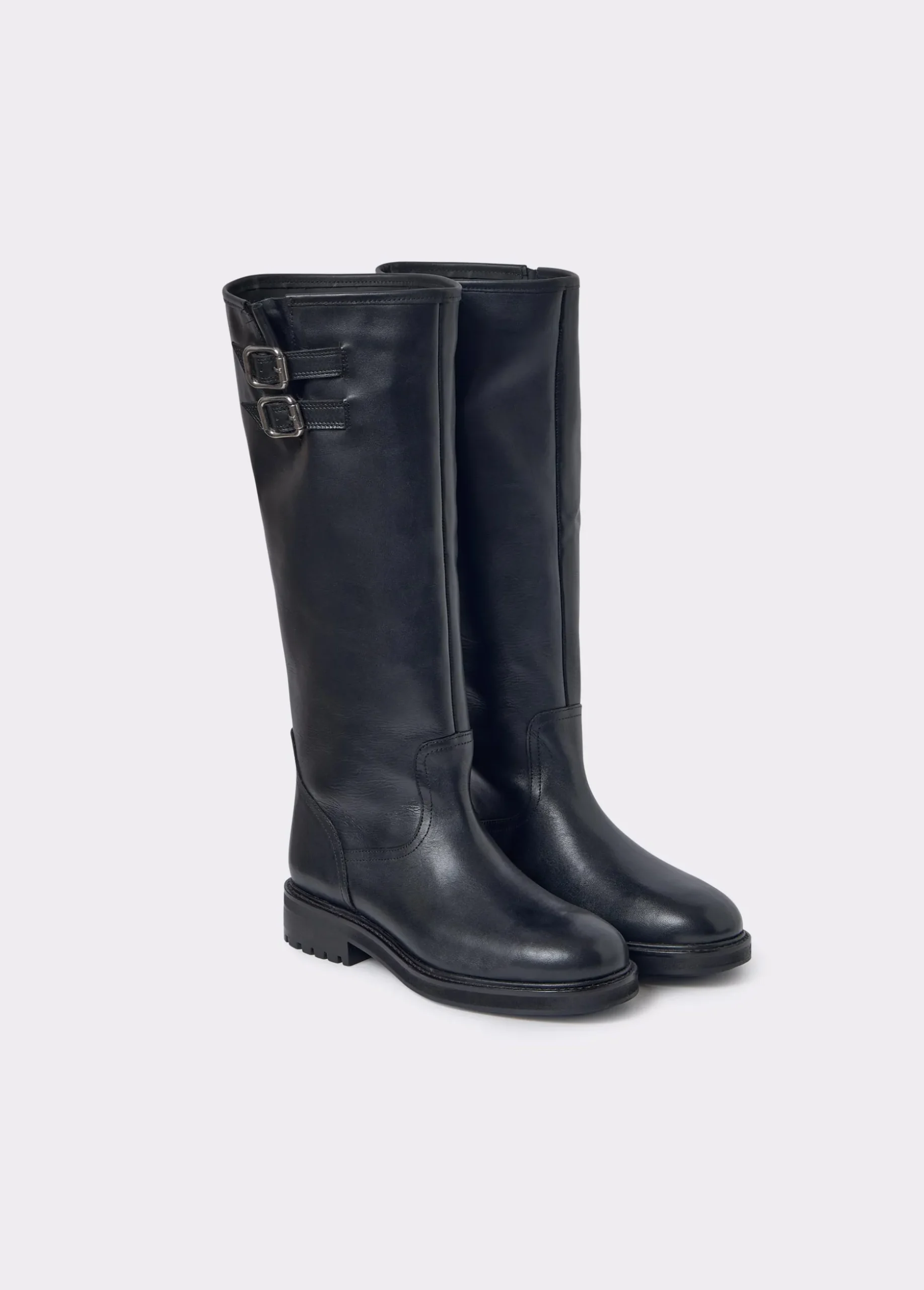 Bota alta piel hebillas
