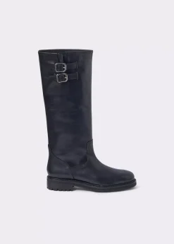 Bota alta piel hebillas