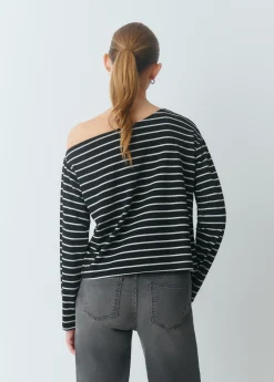 Camiseta raya lurex escote barco