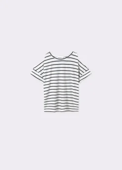 Camiseta raya tejida cut-out hombro