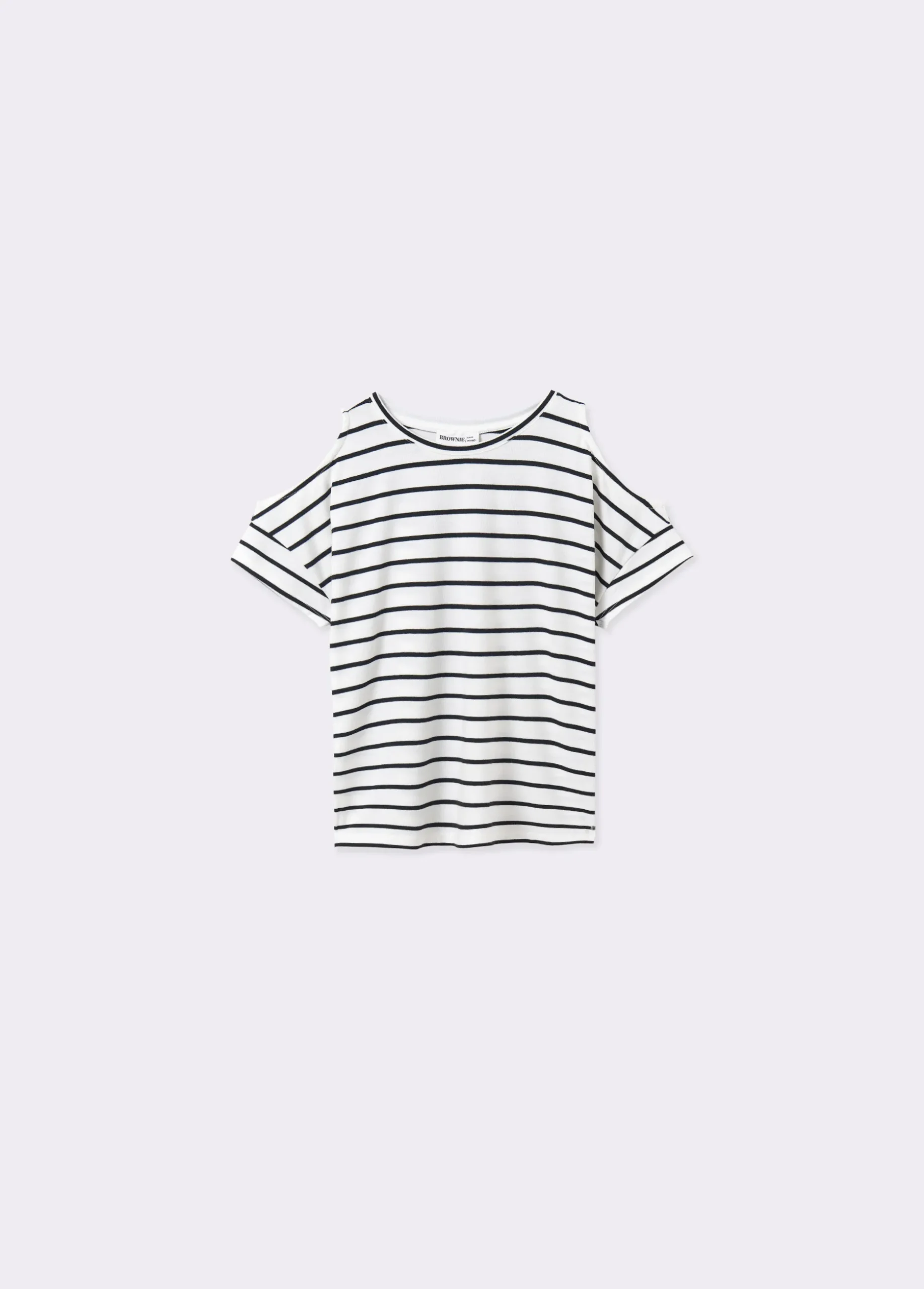 Camiseta raya tejida cut-out hombro