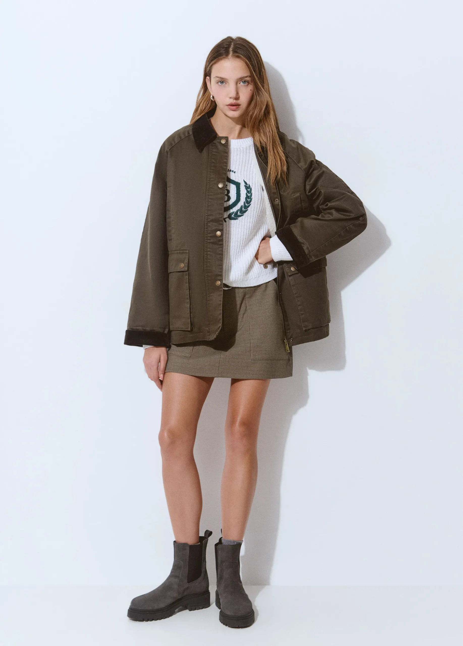 Chaqueta encerada con chaleco borrego extraíble
