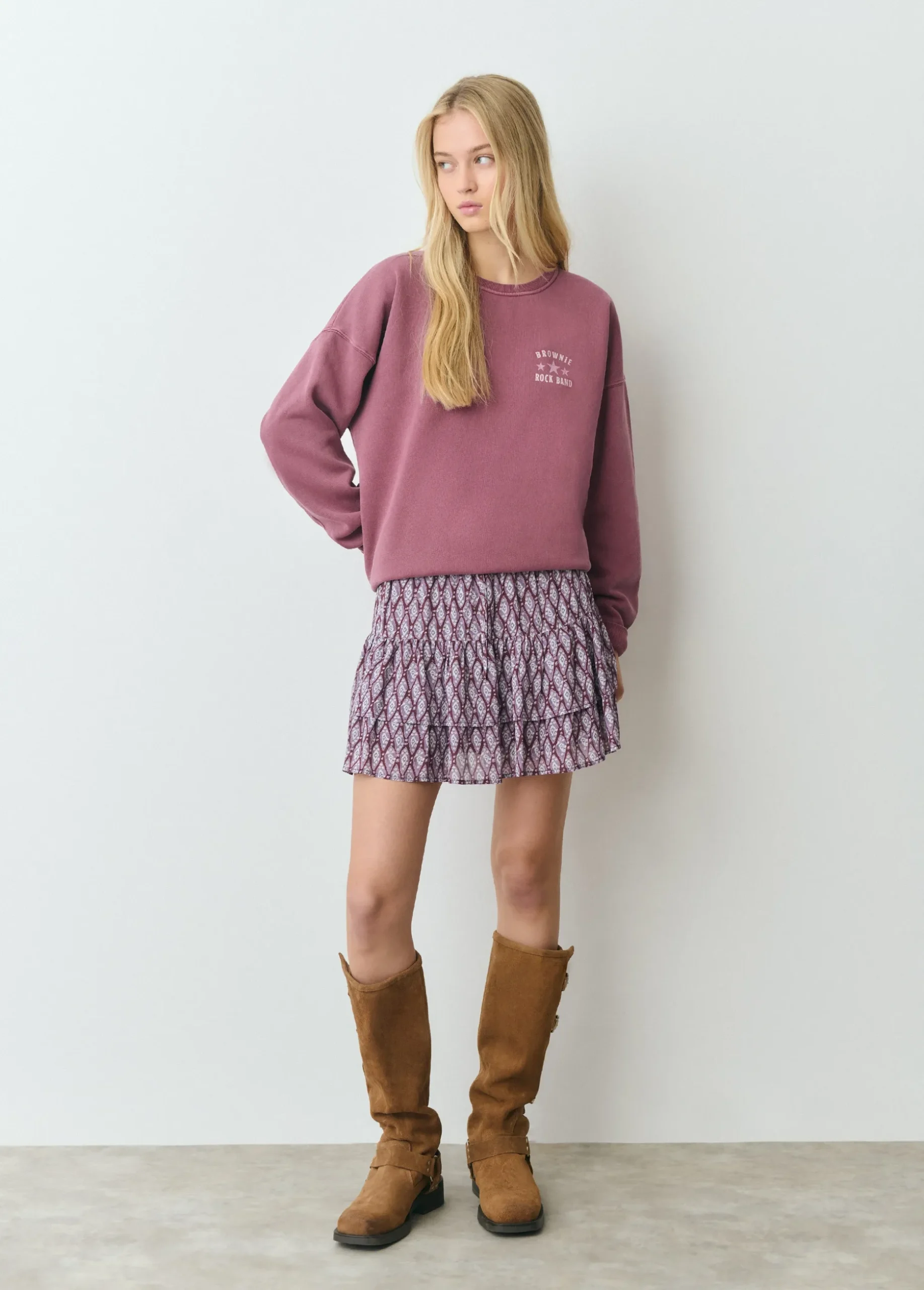 Falda estampada volantes