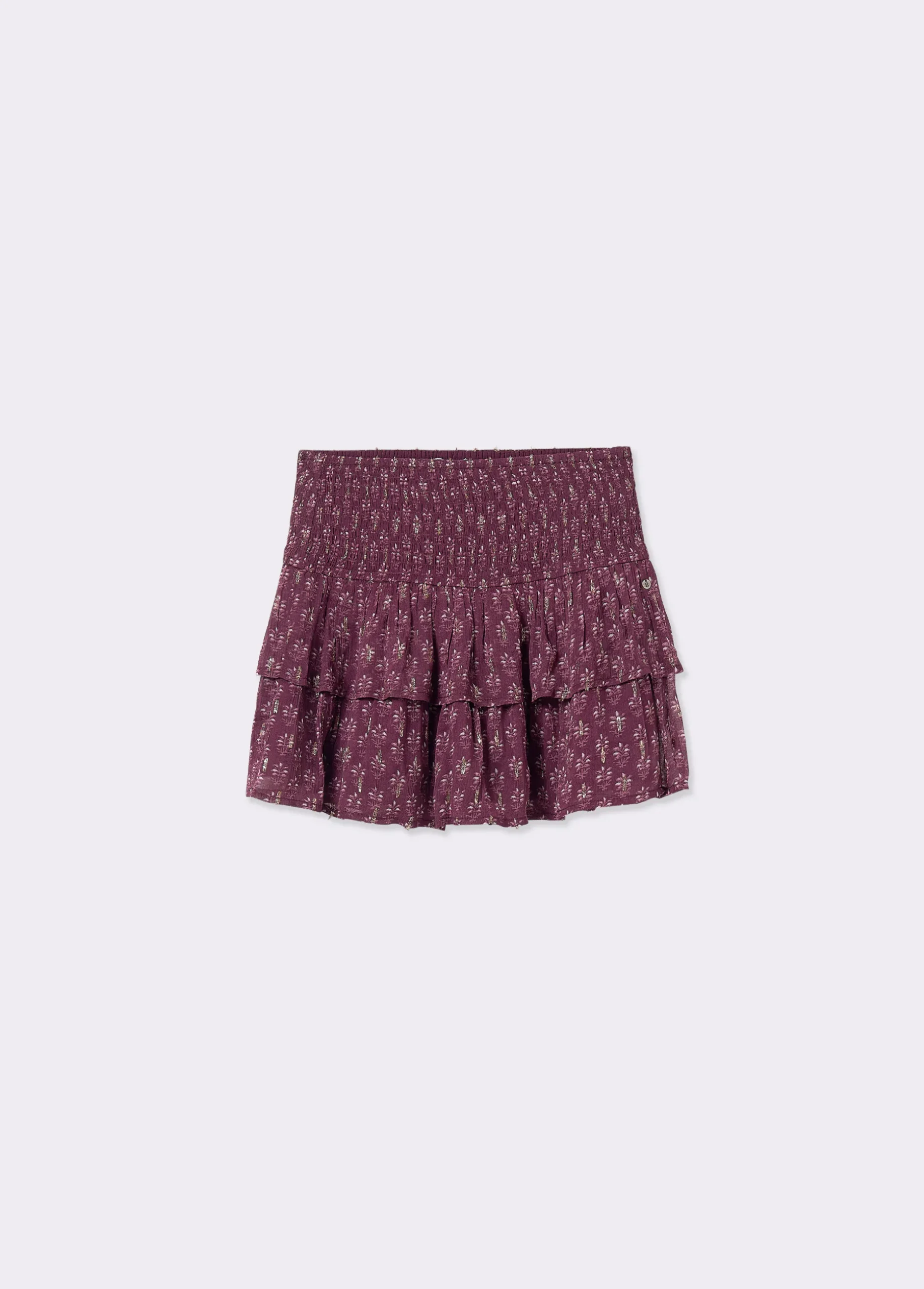 Falda estampada volantes sello indio
