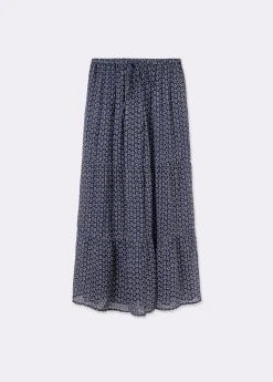 Falda fluida larga estampada