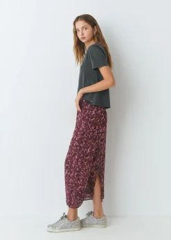 Falda midi estampada brillo