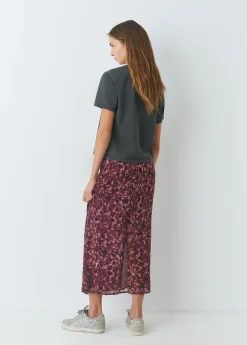 Falda midi estampada brillo