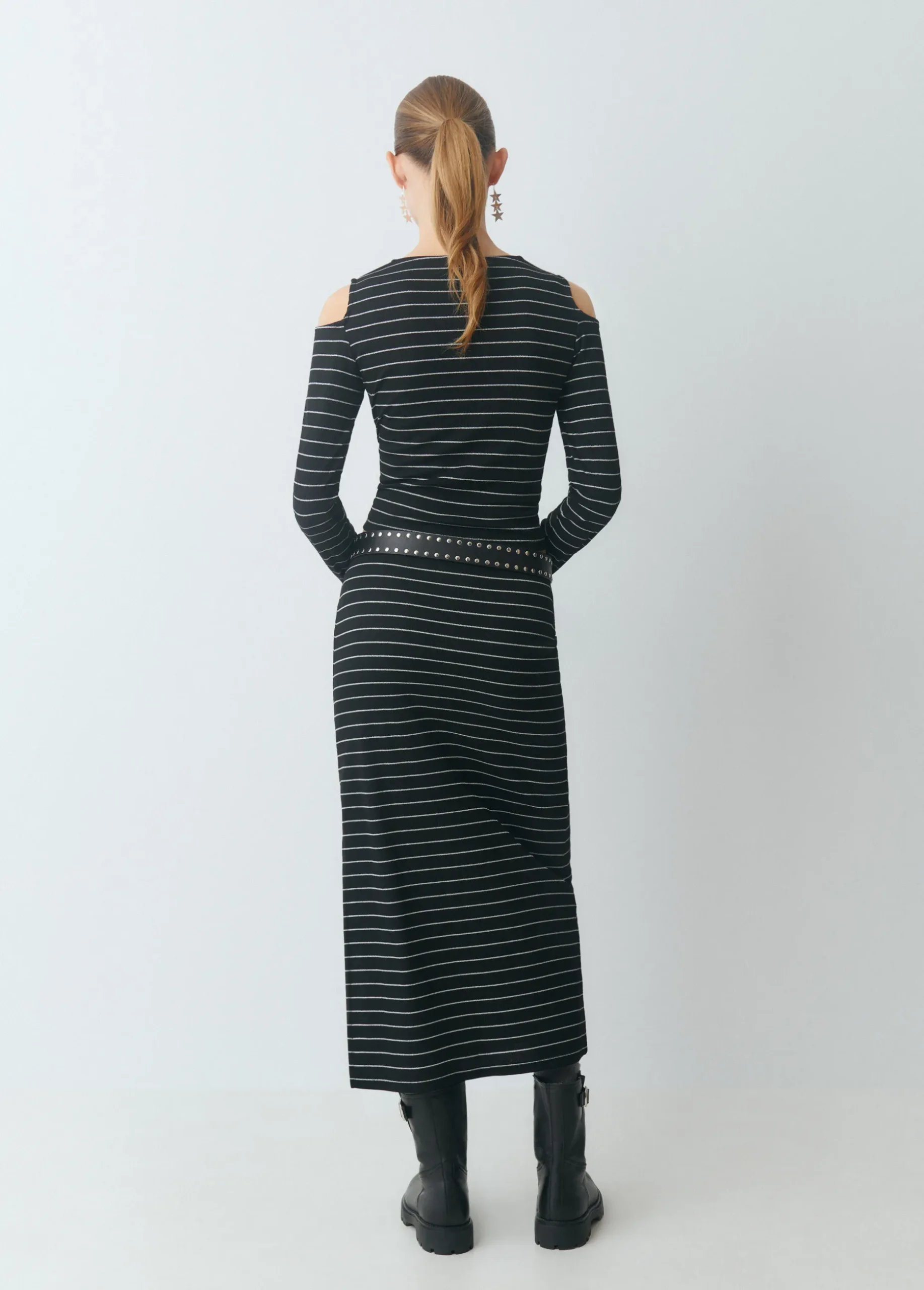 Falda midi raya lurex