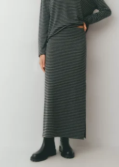 Falda midi raya tejida bicolor