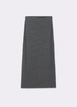 Falda midi raya tejida bicolor