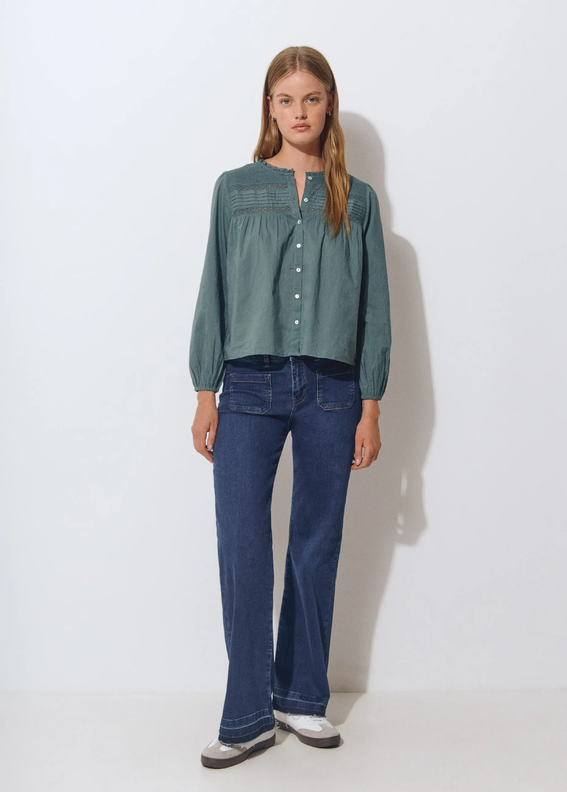 Jeans culotte bajo desdoblado