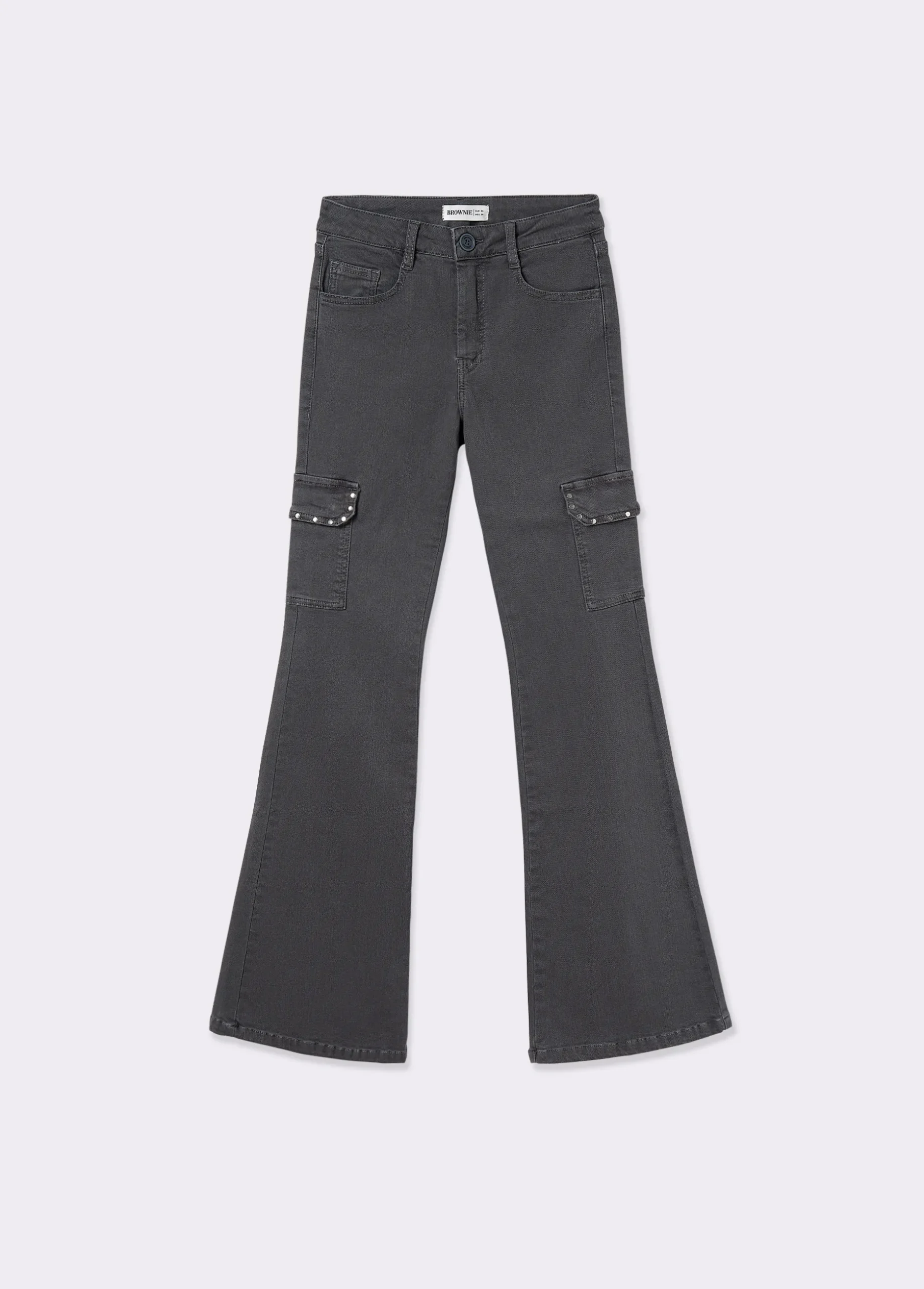 Pantalón campana cargo tachas