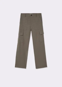 Pantalón cuadritos cargo con cinturón