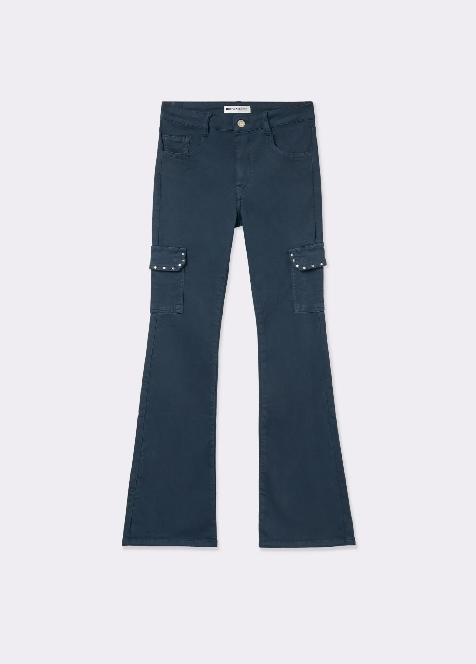 Pantalon campana cargo tachas