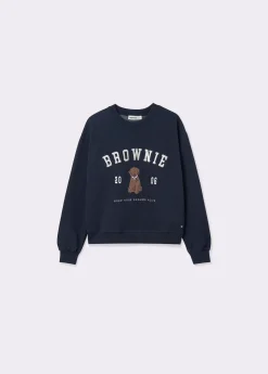 Sudadera bordada print perrito brownie