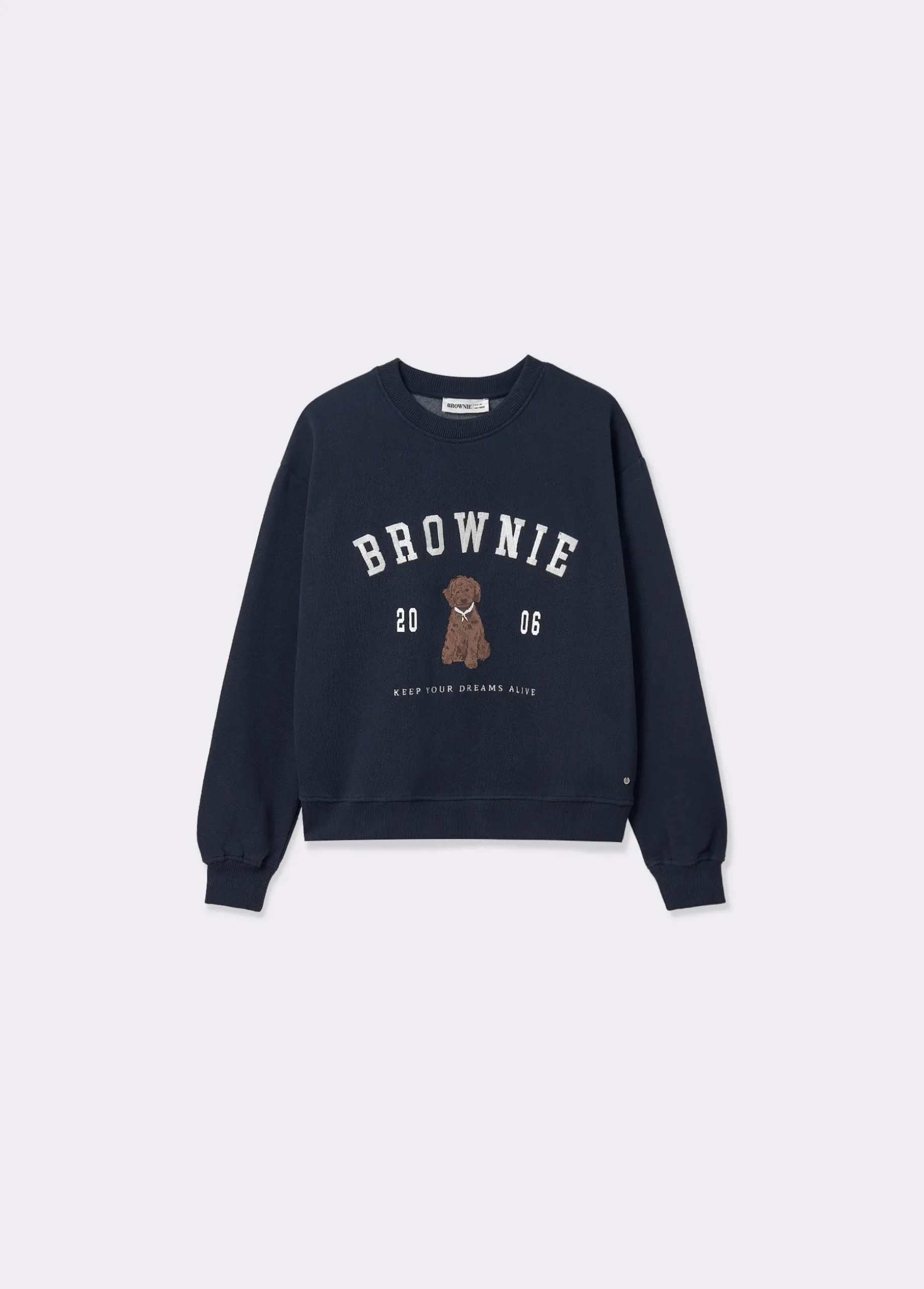 Sudadera bordada print perrito brownie