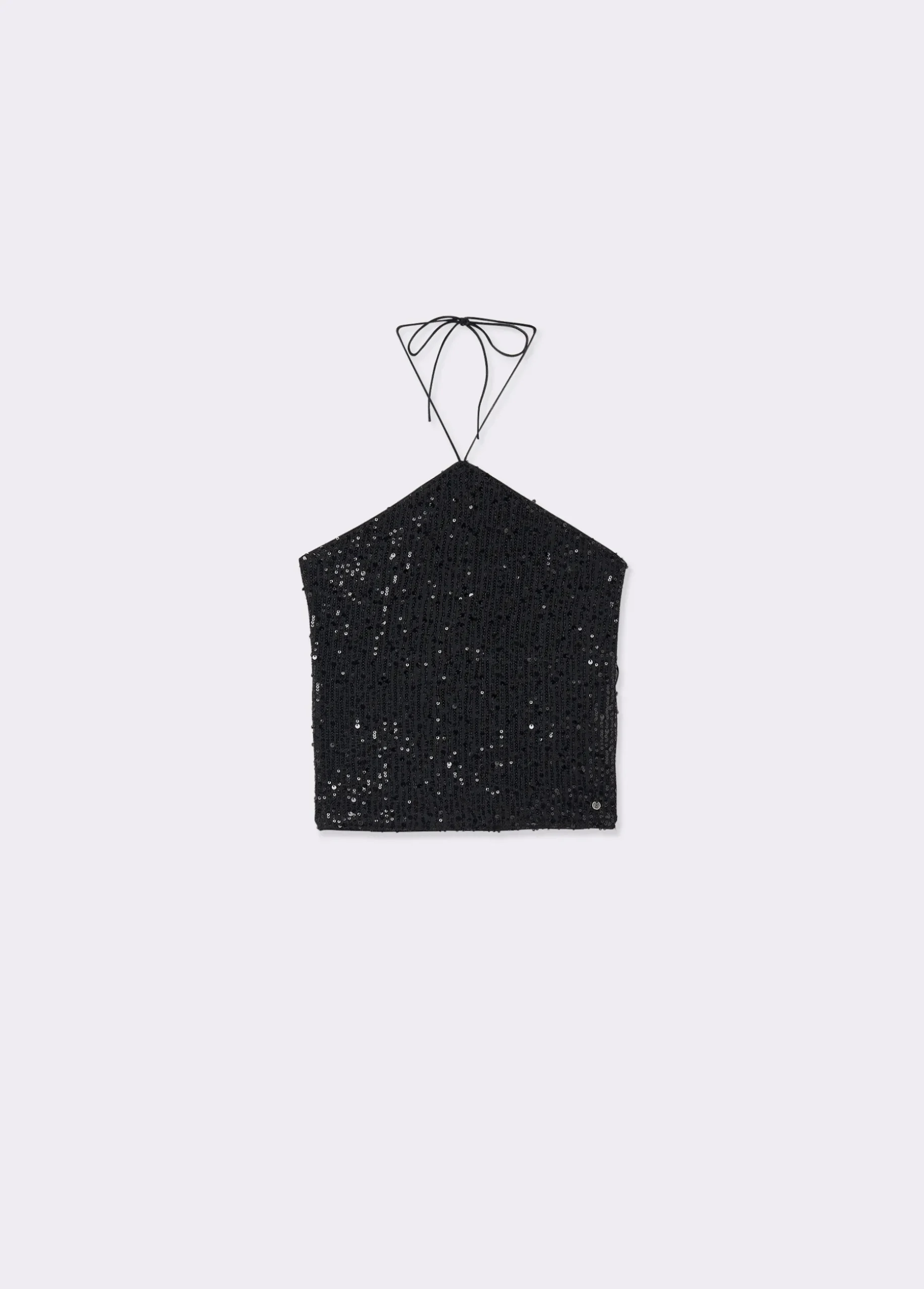 Top halter lentejuelas negras