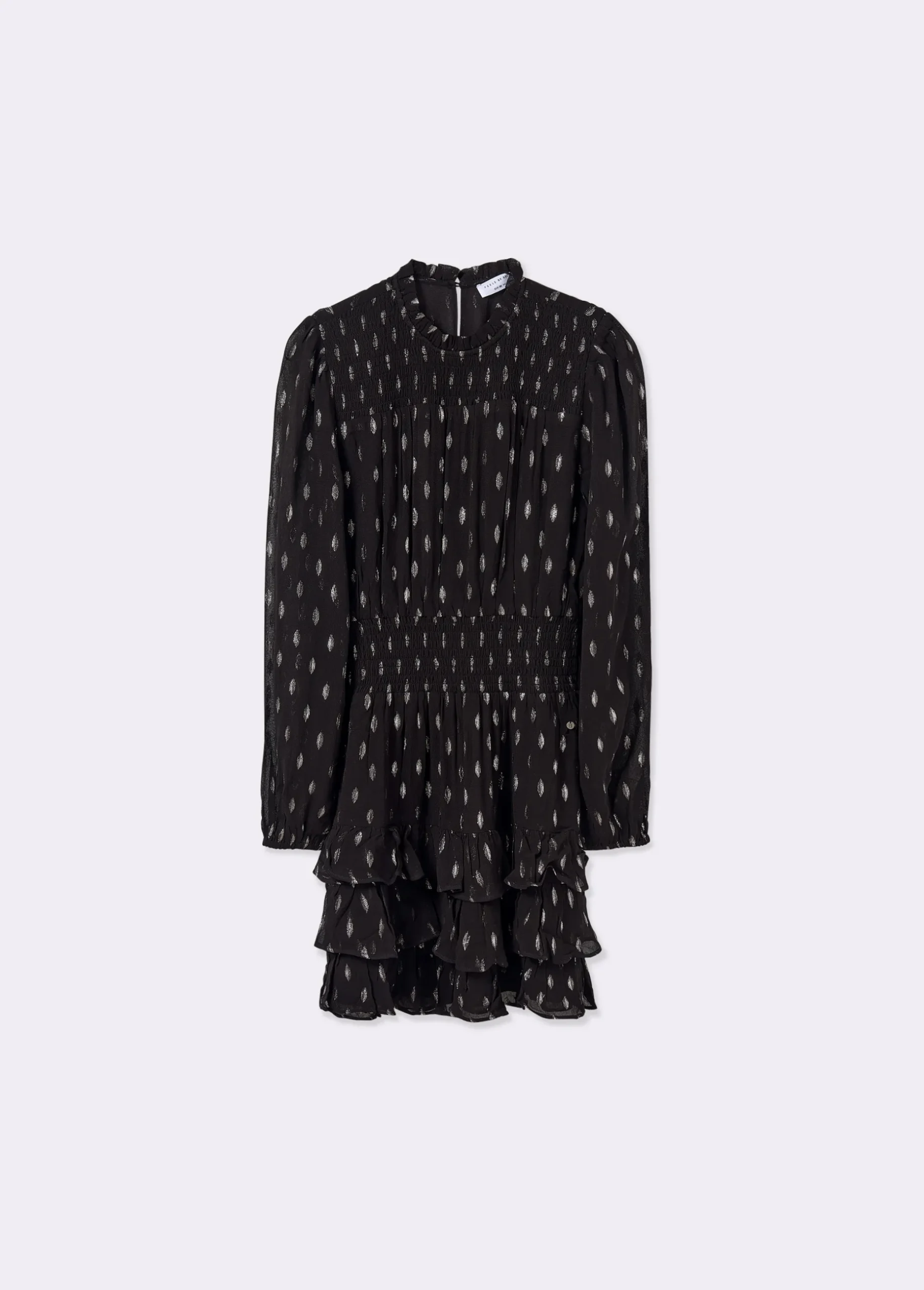 Vestido brillo smock cintura