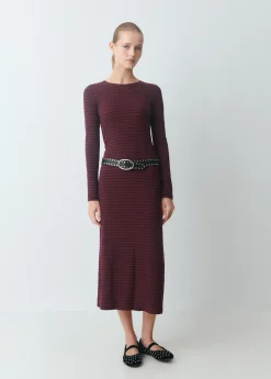 Vestido midi rib raya tejida