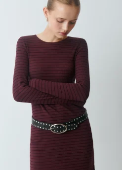 Vestido midi rib raya tejida