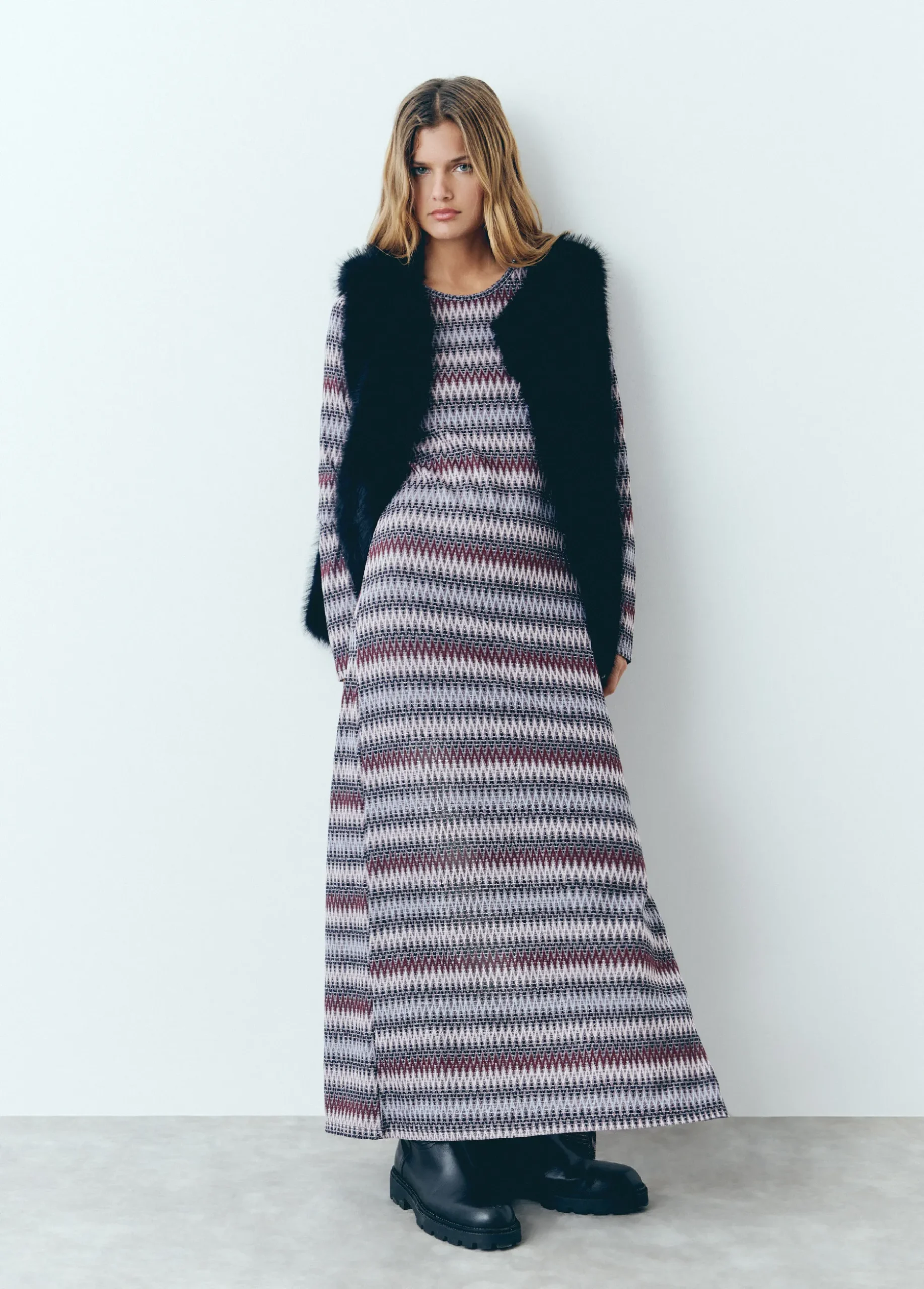 Vestido raya hilo metalizado