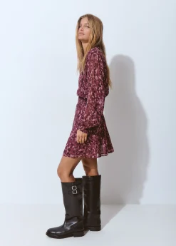 Vestido smock cintura estampado brillo
