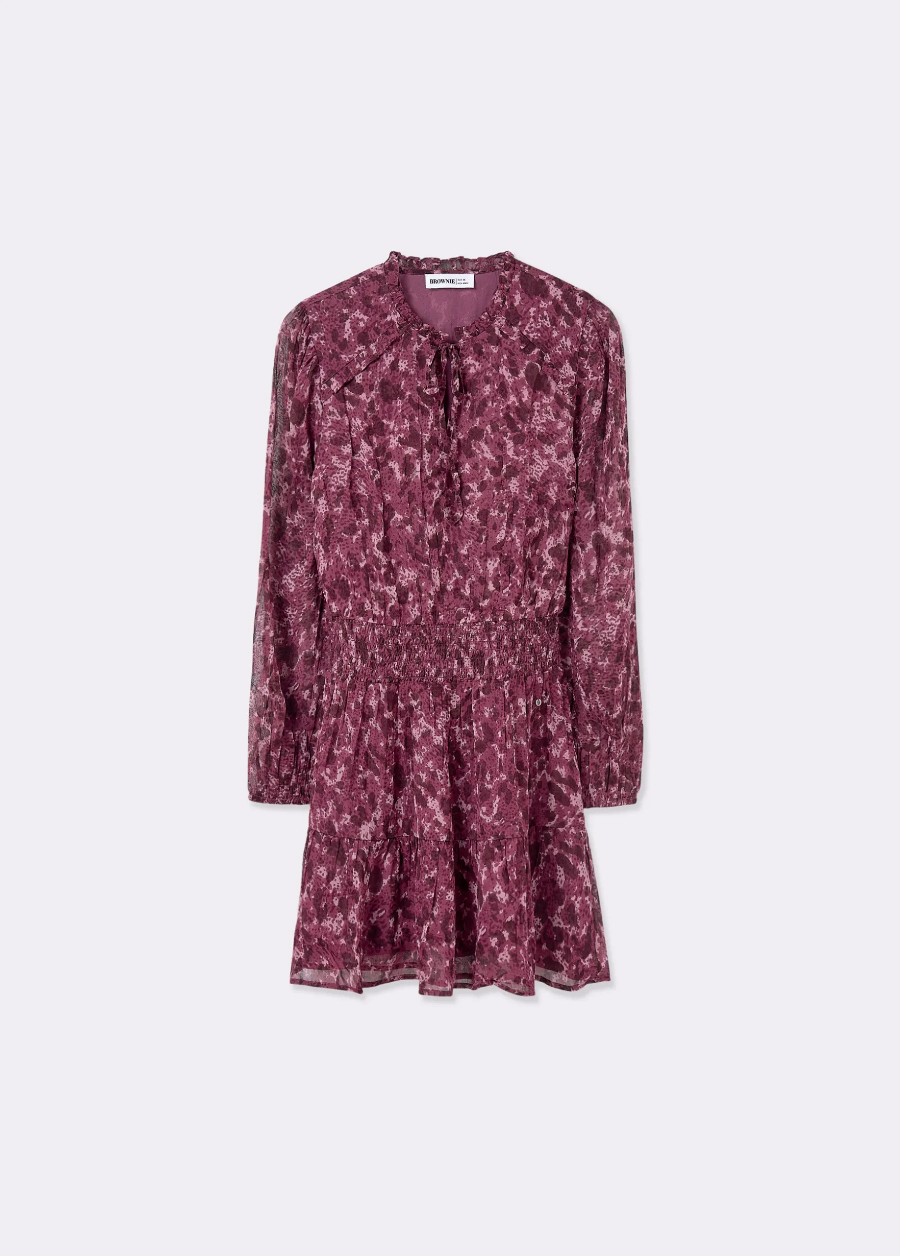 Vestido smock cintura estampado brillo