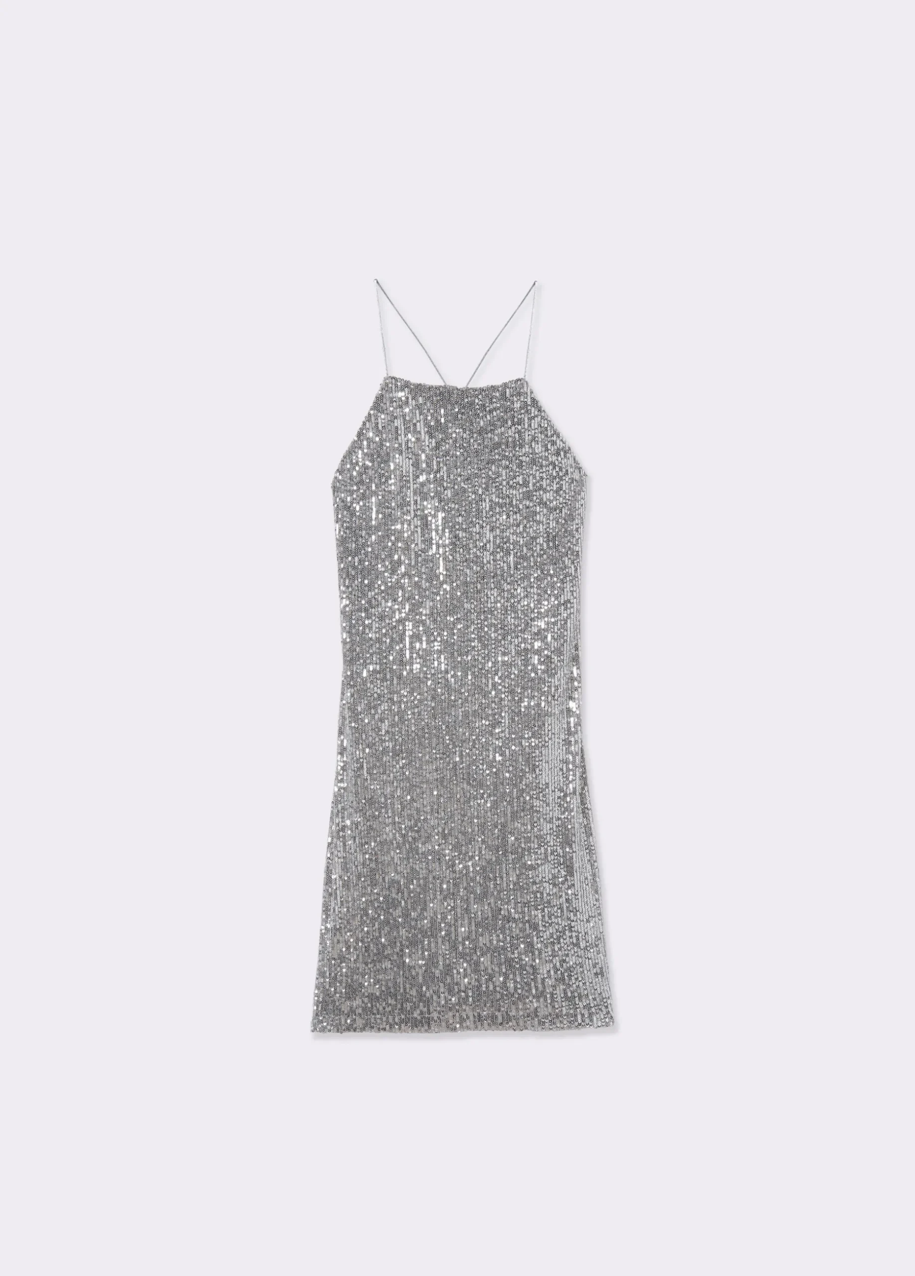 Vestido tirantes lentejuelas plateadas